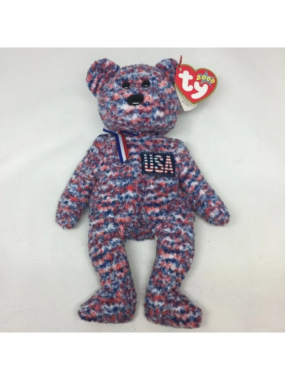 Ty Beanie Baby USA Bear Original Plush Stuffed Animal Retired W Tag July 4 2000